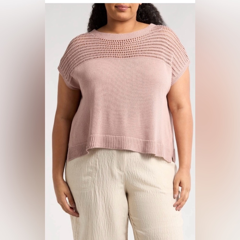 Max Studio Plus Open Weave Dolman Sweater NWT